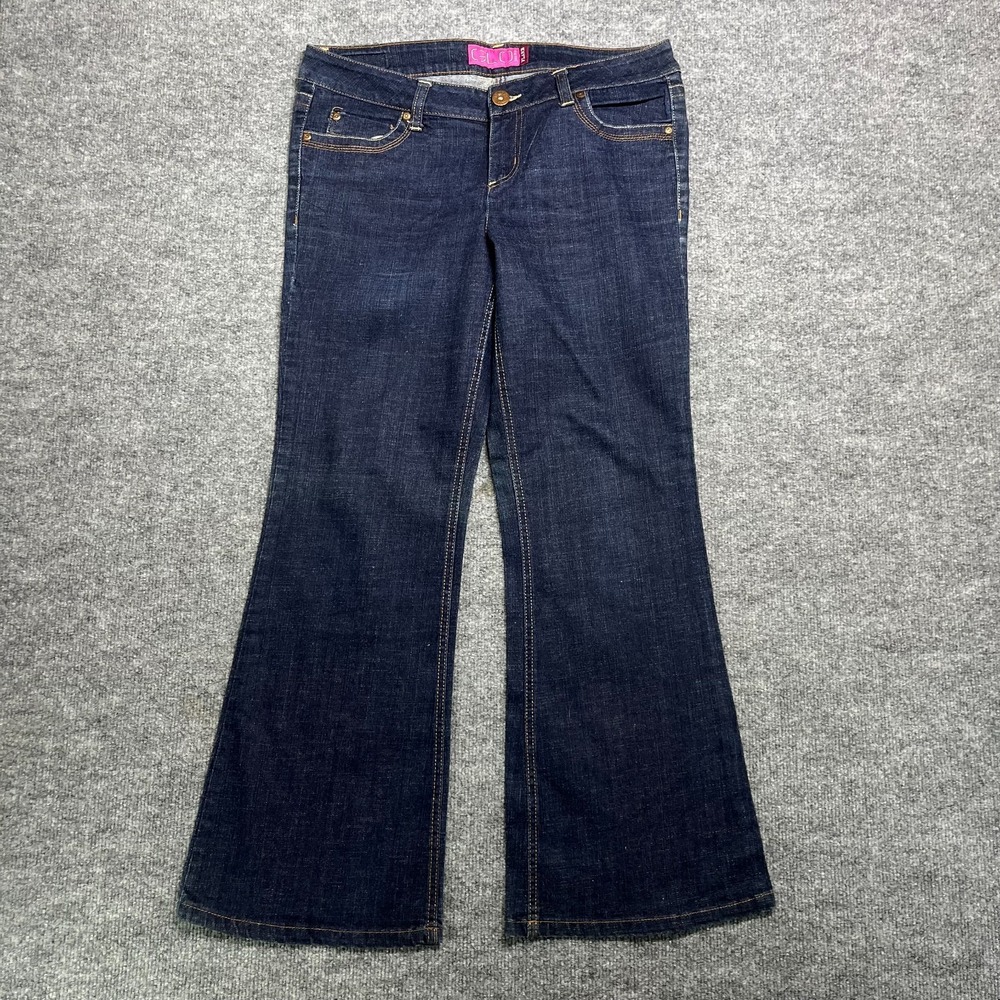 GLO Flare Jeans Women's 13 Blue Denim Stretch Mid Rise Classic Zip Fly - 33X29.5